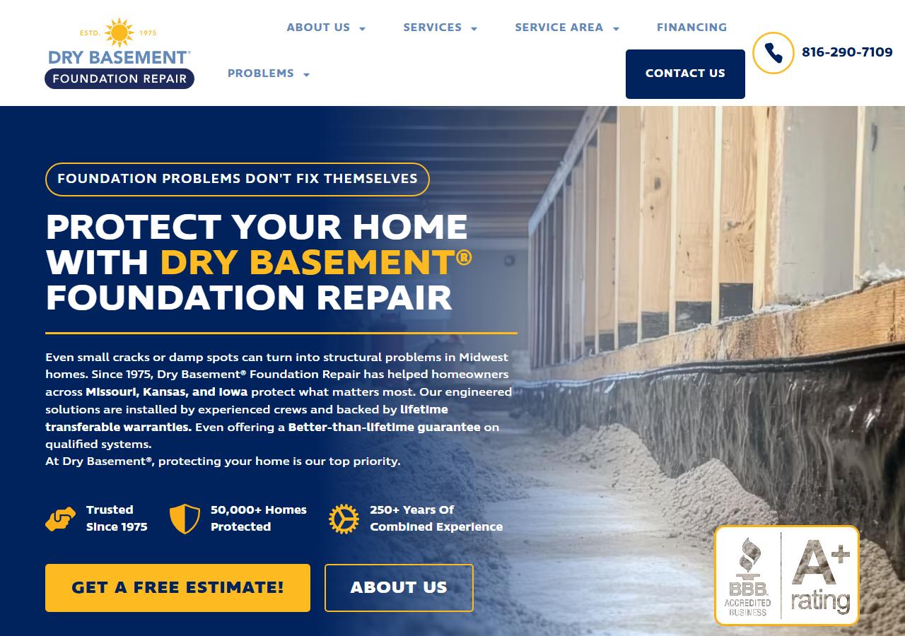 Dry Basement Foundation Repair website homepage