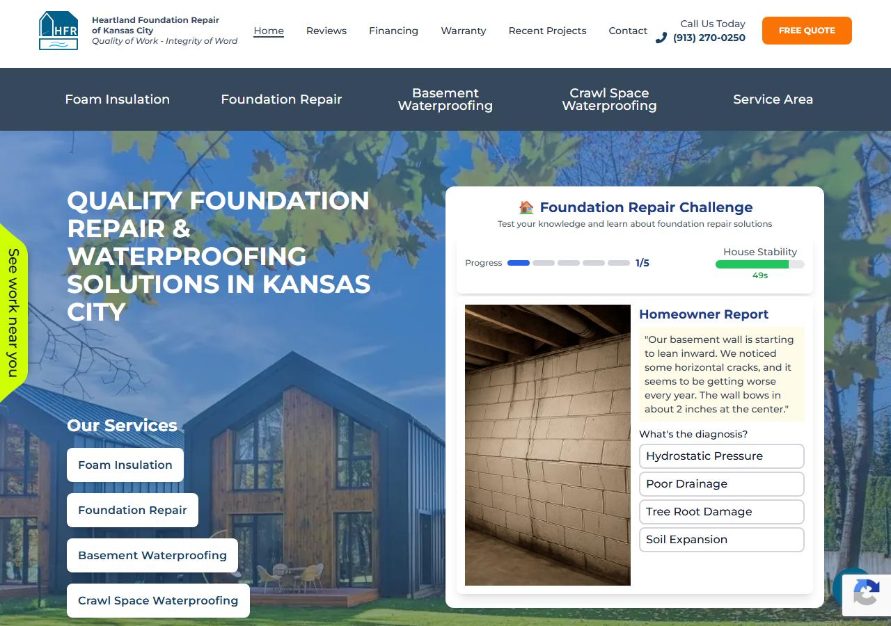 Heartland Foundation Repair website homepage